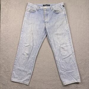 VTG Versace Jeans Couture Mens 32x27 Blue Straight Leg Light Wash Denim Designer